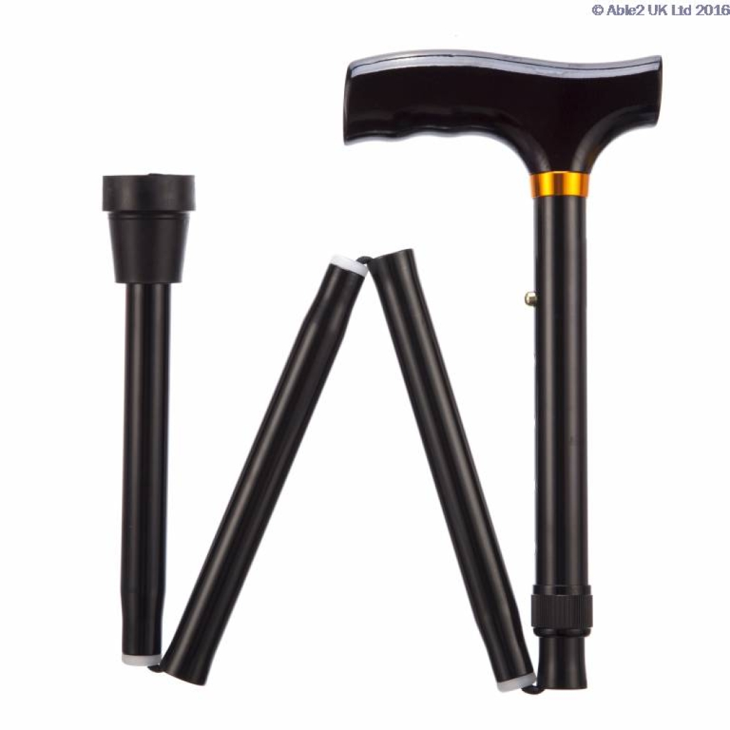 Folding Adjustable Walking Sticks - Black 33-37" - Able2